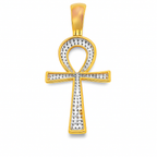10K Yellow Gold Diamond Ankh Pendant 0.50 ctw | Symbol of Eternal Life
