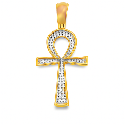 10K Yellow Gold Diamond Ankh Pendant 0.50 ctw | Symbol of Eternal Life