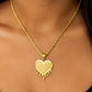 10K Yellow Gold Dripping Heart Pendant Necklace Set – Trendy & Bold Design | Jewelry Palace