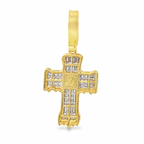 10K Yellow Gold Diamond Cross Pendant with Round Brilliant Cut Diamonds 1.35 ctw