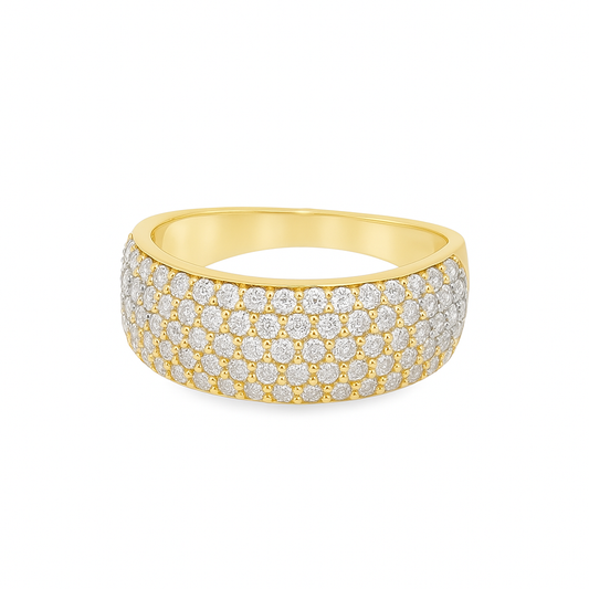 10K Yellow Gold Diamond Band with Honeycomb Set Diamonds 1.00 ctw