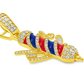 10K Yellow Gold 0.50 ctw Diamond Barber Pole Pendant | Blue & Red Enamel | Luxury Statement Jewelry | Jewelry Palace
