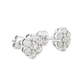10K White Gold 0.88 ctw Diamond Flower Earrings | Halo Cluster Studs | Jewelry Palace