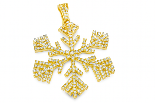 10K Yellow Gold Diamond Snowflake Pendant 3.00 ctw | Iced Out Winter Pendant – Jewelry Palace