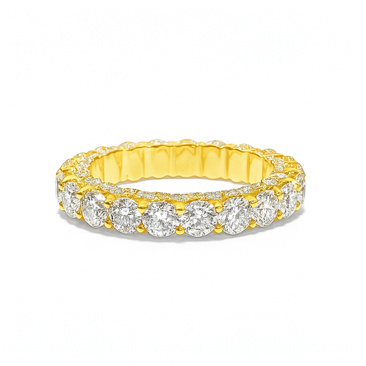 14K Yellow Gold Diamond Eternity Ring with Brilliant Cut Diamonds 4.25 ctw