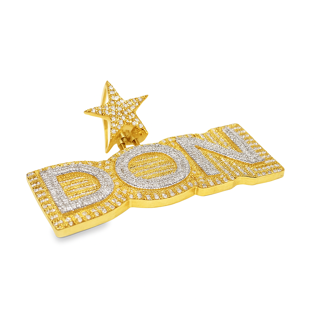 10K Yellow Gold Diamond 'DON' Pendant with Star Bail 1.20 ctw