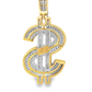 10K Yellow Gold Diamond Dollar Sign Pendant 1.00 ctw