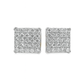 10K White Gold Diamond Square Pave Stud Earrings 1.05 CTW | Jewelry Palace