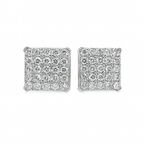 10K White Gold Diamond Square Pave Stud Earrings 1.05 CTW | Jewelry Palace