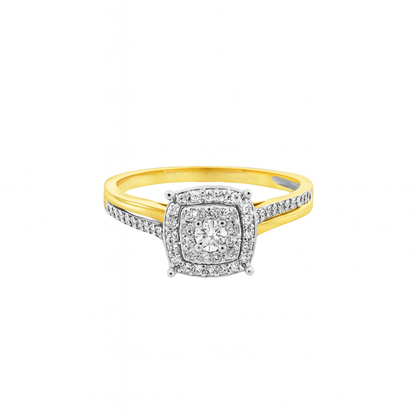 10K Yellow Gold Round Cut Diamond Engagement Ring 0.25 ctw