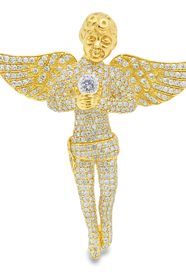 10K Yellow Gold 1.17 ctw Diamond Elegant Angel Pendant | Guardian Spirit & Faith Jewelry | Jewelry Palace