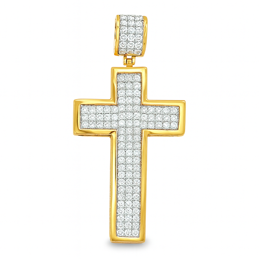 10K Yellow Gold Diamond Round Cut Cross Pendant 0.25 ctw