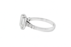 14K White Gold Diamond Ring with Emerald Soliatire Diamond 1.00 ctw Overall