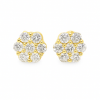 10K Yellow Gold 0.63 ctw Diamond Flower Cluster Earrings | Timeless Floral Design | Jewelry Palace