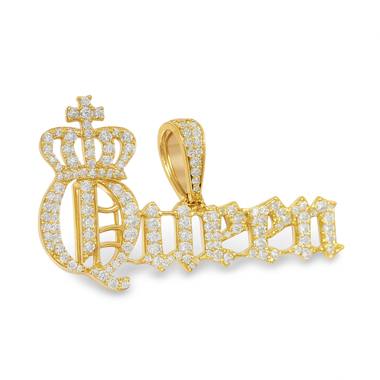 Yellow Gold Diamond "Queen" Pendant with Round Brilliant Cut Diamonds 1.00 ctw
