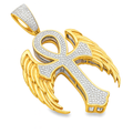 10K Yellow Gold Diamond Ankh Pendant 0.63 ctw | Angel Wing Cross of Life