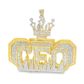 10K Yellow Gold Diamond Baguette “CEO” Crown Pendant 8.0 ctw