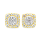 10K Yellow Gold 0.63 ctw Diamond Square Cluster Earrings | Iced-Out Cushion Studs | Jewelry Palace