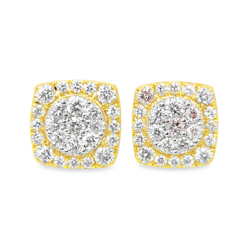10K Yellow Gold 0.63 CTW Diamond Square Cluster Earrings