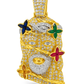 10K Yellow Gold Diamond Jesus Pendant 2.0 ctw | Multicolor Butterfly Accent Iced-Out Pendant