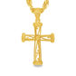 10K Yellow Gold Cross Charm Pendant Necklace | Two-Tone Accent with Rope Chain | Jewelry Palace