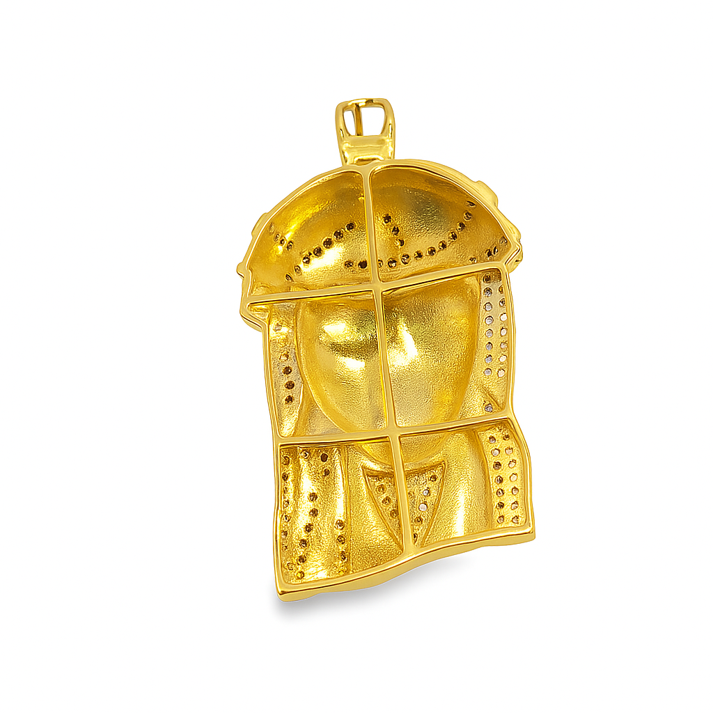 10K Yellow Gold Diamond Jesus Pendant 0.50 ctw | Round Cut Diamond Accent Religious Charm