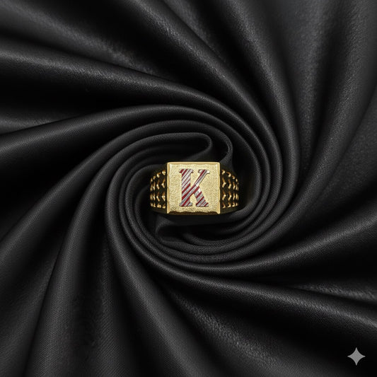 10K Mens Initial "K" Gold Ring