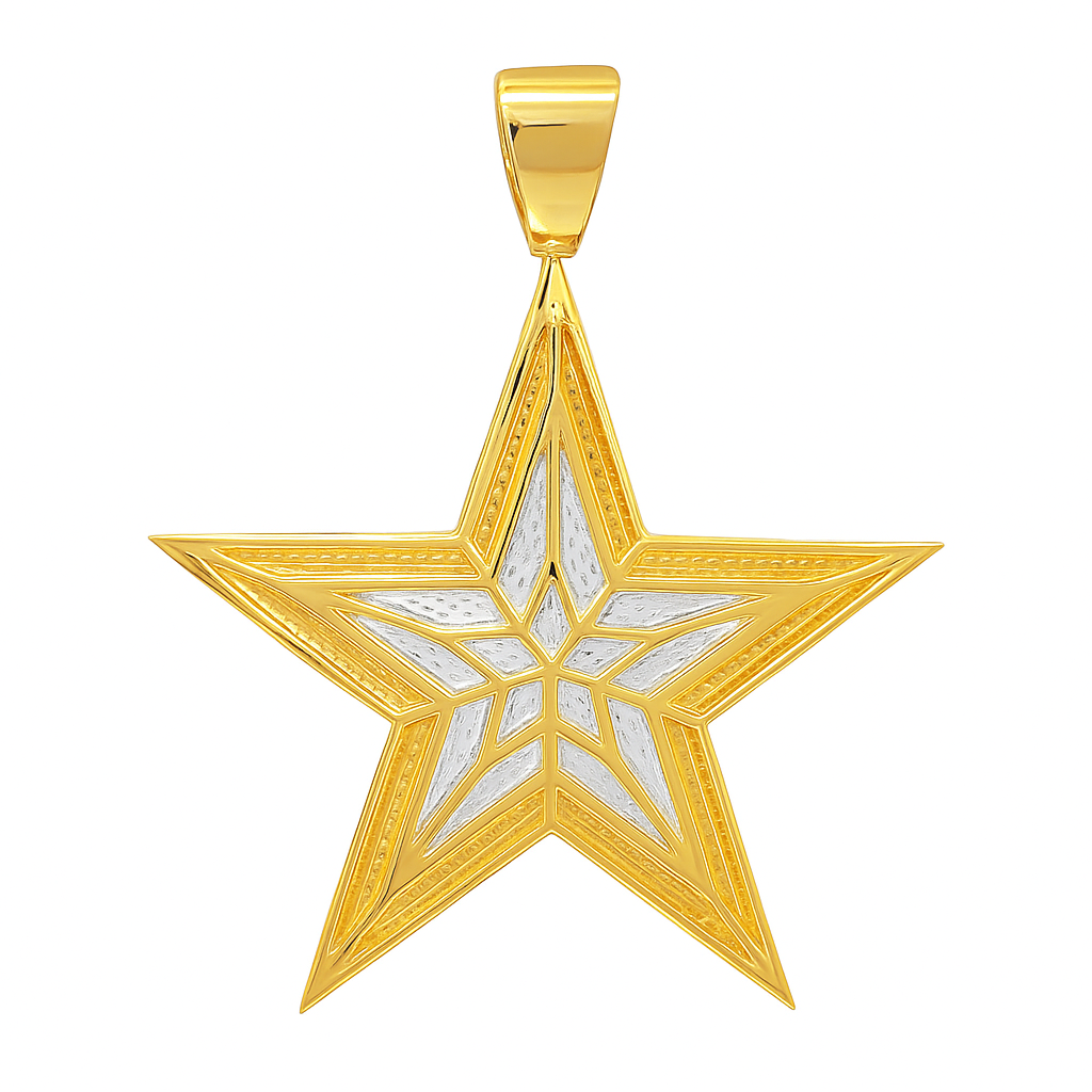 10K Yellow Gold Diamond Star Pendant 1.70 ctw – Two-Tone Iced-Out Star Design | Jewelry Palace Lithonia, GA