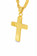 10K yellow gold minimal cross necklace with rope chain