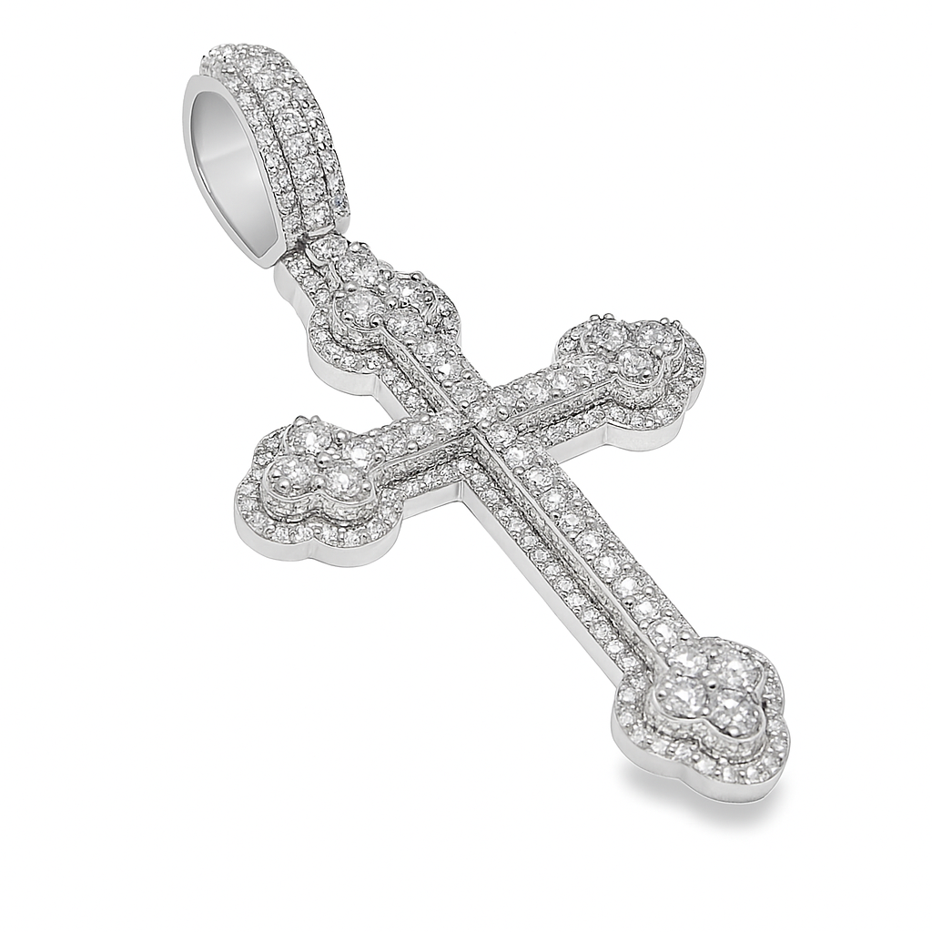 10K White Gold Diamond Cross Pendant 2.53 ctw