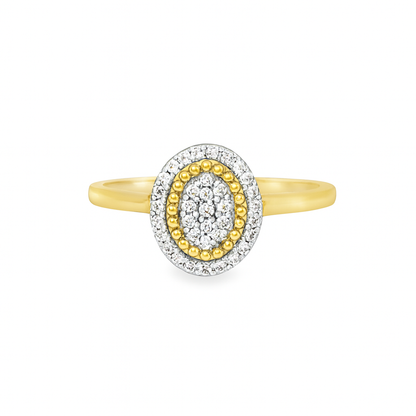 10K Yellow Gold Oval Diamond Ring With Halo 0.15 ctw