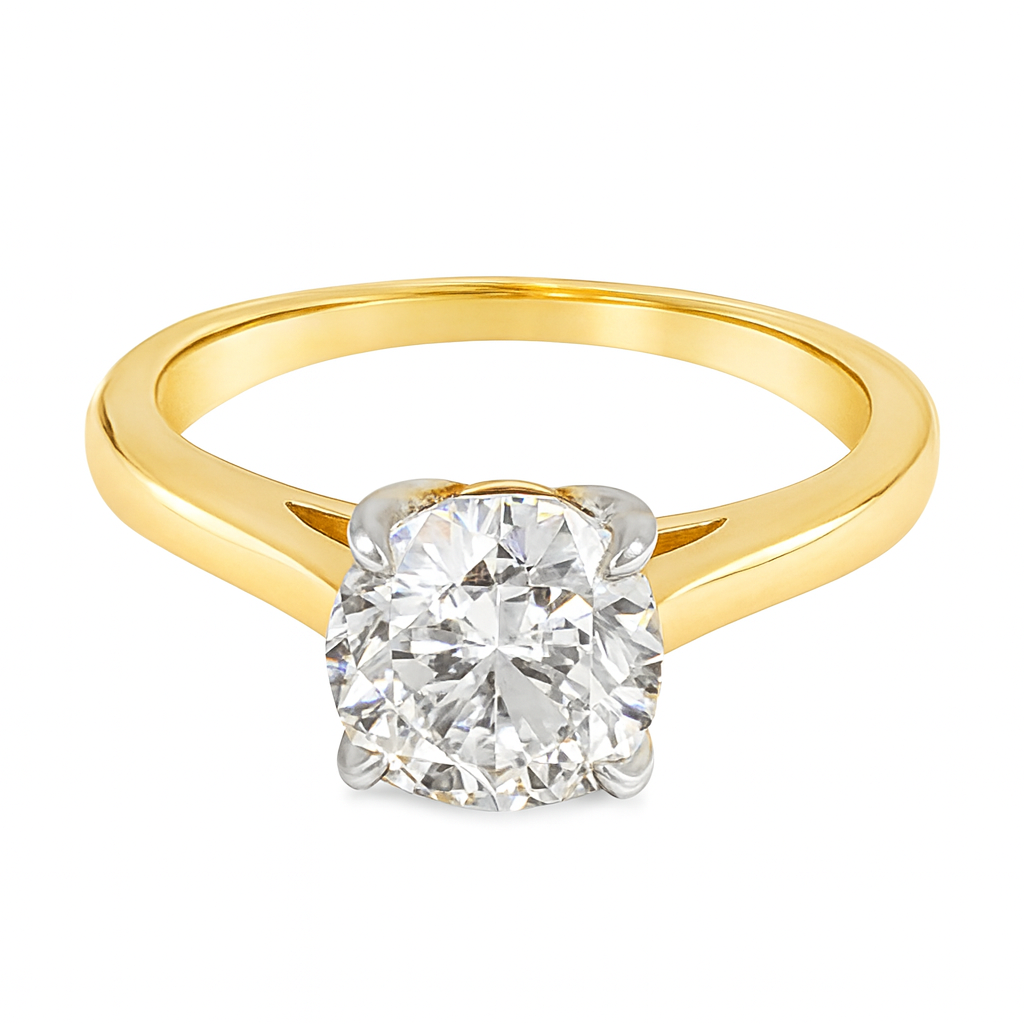 14K Yellow Gold Diamond Solitaire Engagement Ring 1.50 CTW | Round Brilliant Cut Classic Setting