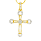 10K Yellow Gold Diamond Cross Charm Necklace Two-Tone Round Brilliant 0.23 CTW