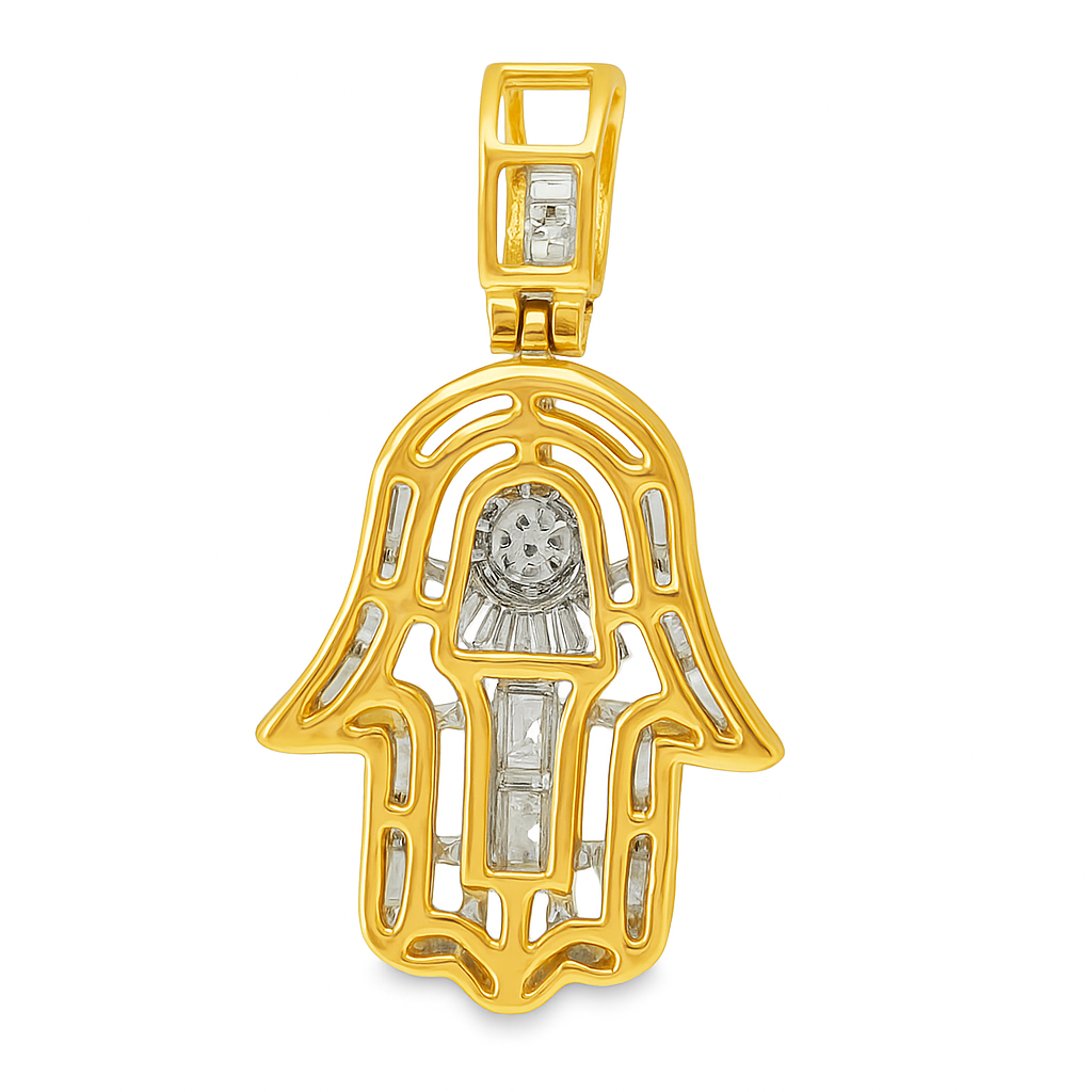 10K Two-Tone Gold 0.75 CTW Diamond Hamsa Hand Pendant