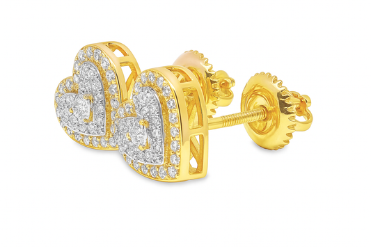 10K Yellow Gold 0.28 ctw Diamond Heart-Shaped Earrings | Elegant Studs | Jewelry Palace