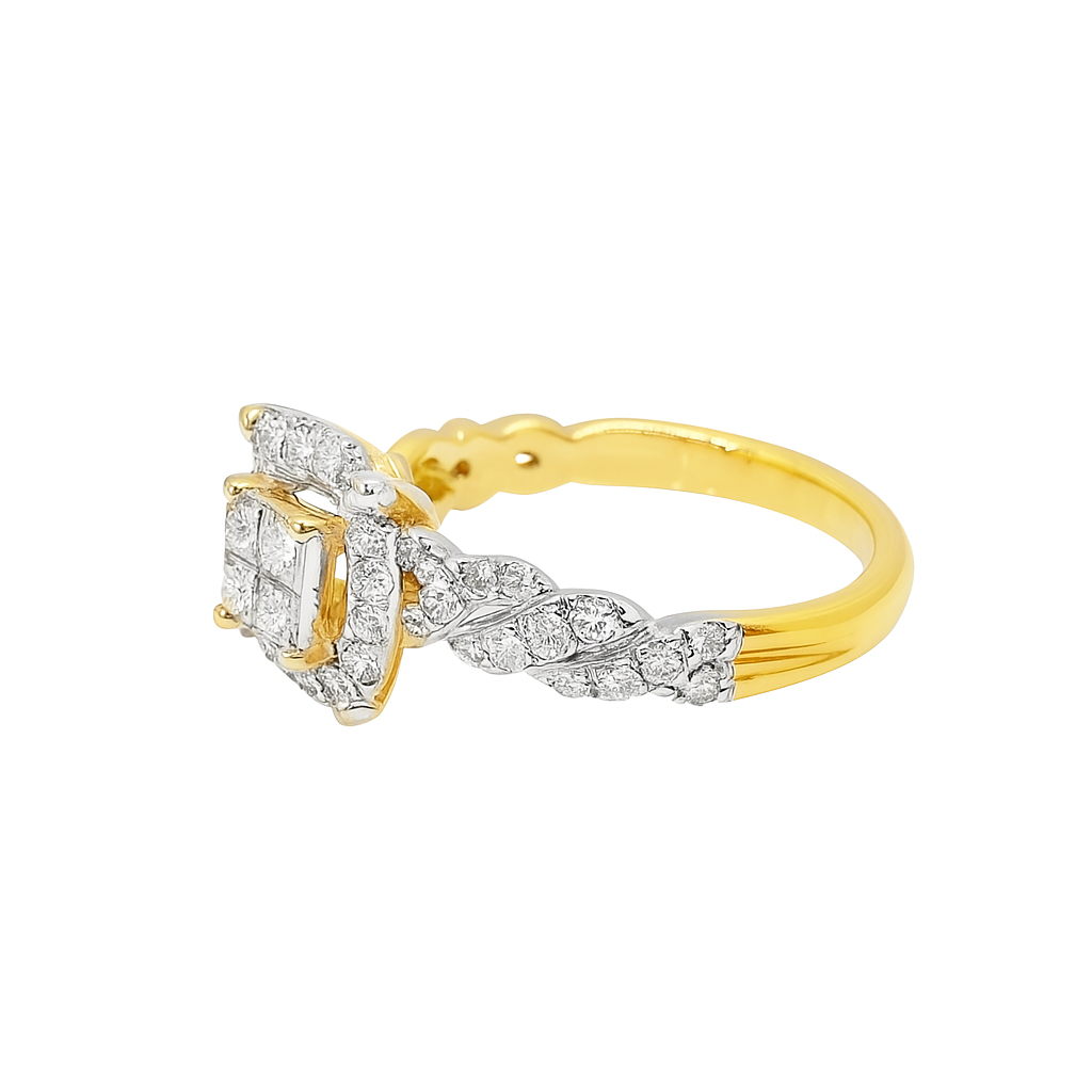 10K Yellow Gold Diamond Princess-Cut Diamond Ring With Band 1.73 CTW