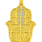 10K Yellow Gold Diamond Hamsa Hand Pendant 2.62 ctw | Round Brilliant & Baguette Diamonds