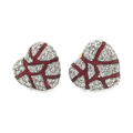 14K Yellow Gold 0.50 ctw Diamond Broken Heart Earrings | Red Enamel Design | Jewelry Palace