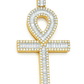 10K Yellow Gold Diamond Ankh Pendant 2.50 ctw | Baguette Cut Design