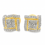 10K Yellow Gold Diamond Square Stud Earrings | 1/4 CTW | Jewelry Palace