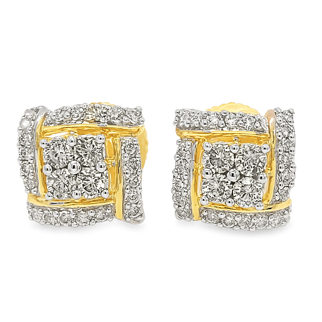 10K Yellow Gold Diamond Square Stud Earrings | 1/4 CTW | Jewelry Palace