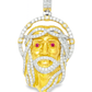 10K Yellow Gold Diamond Jesus Face Pendant 1.00 ctw with Ruby Eyes | Religious Charm