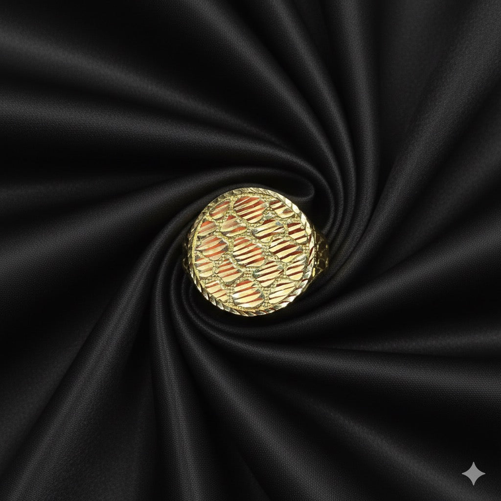 10K Mens Circular Gold Nugget Ring