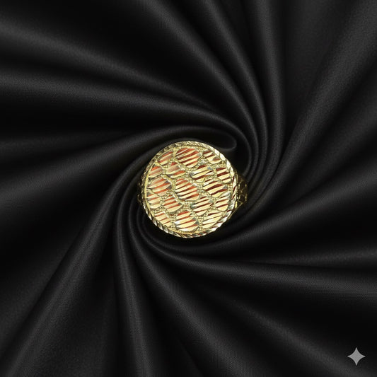 10K Mens Circular Gold Nugget Ring