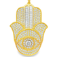 10K Yellow Gold Diamond Hamsa Hand Pendant 2.62 ctw | Round Brilliant & Baguette Diamonds