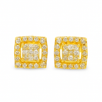 10K Yellow Gold Diamond Square Halo Stud Earrings – 0.12 CTW | Jewelry Palace