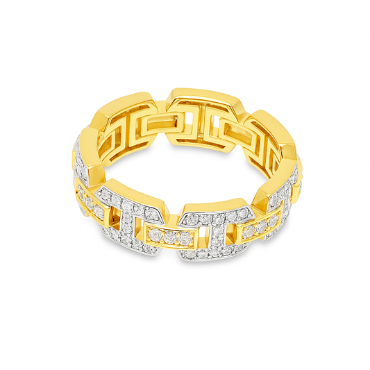 10K Yellow Gold Diamond Link Band Ring 1.50 ctw (Size 10) – Modern Men’s Luxury Ring | Jewelry Palace Lithonia, GA