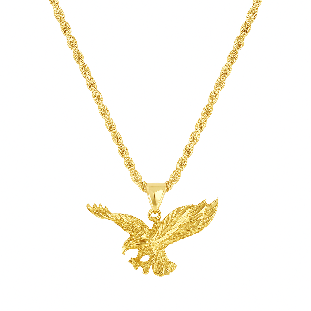 10K Yellow Gold Eagle Pendant Necklace Set – Bold & Majestic Design | Jewelry Palace