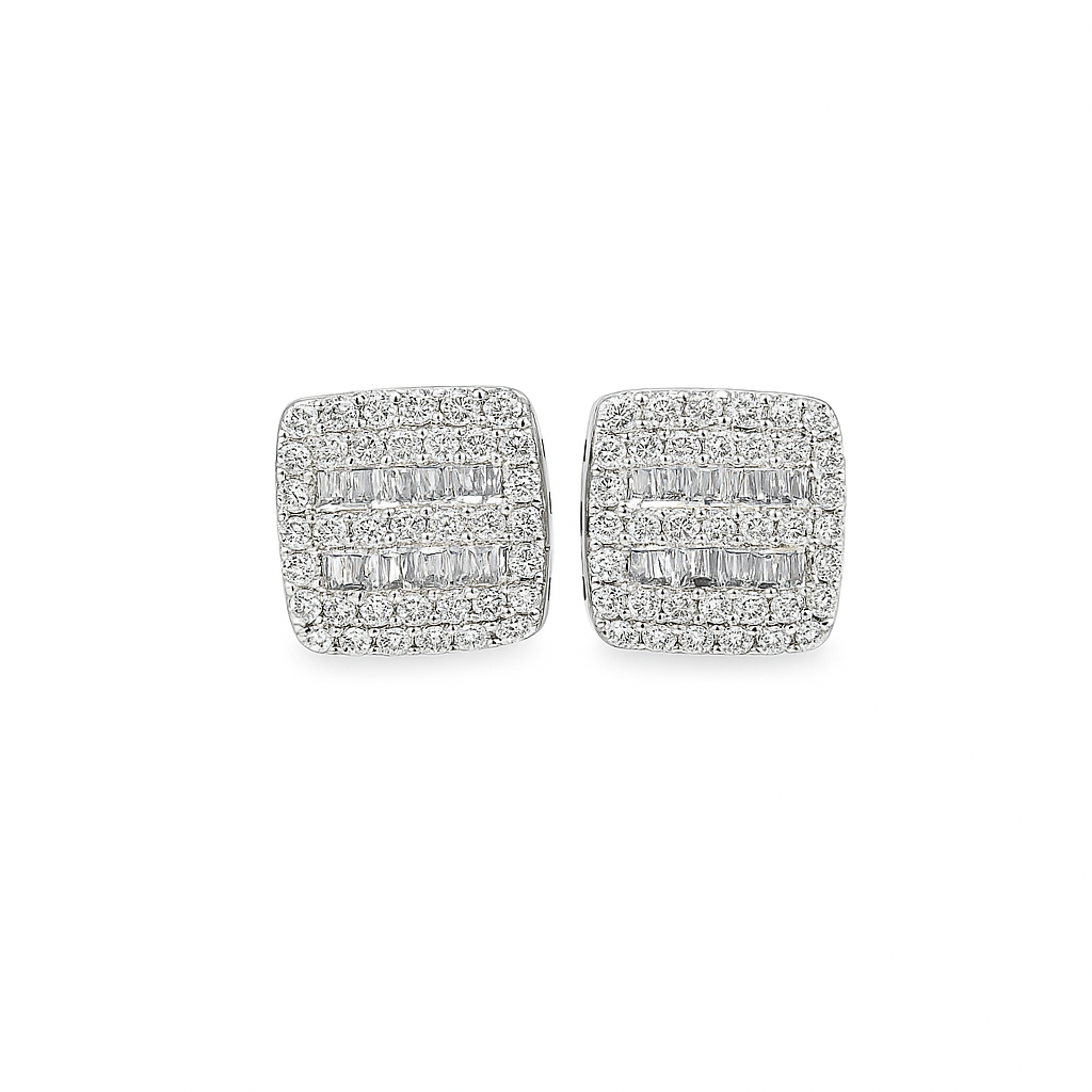 10K White Gold Diamond Square Stud Earrings | 0.26 CTW | Jewelry Palace