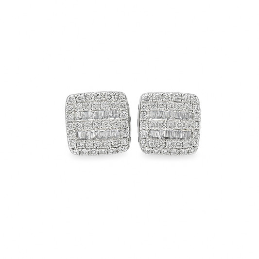10K White Gold Diamond Square Stud Earrings | 0.26 CTW | Jewelry Palace